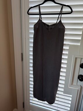 GAP Charcoal Slip Midi Dress with Adjustable Spaghetti Straps